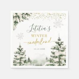 Winter Onederland Forest First Birthday Paper Serviette