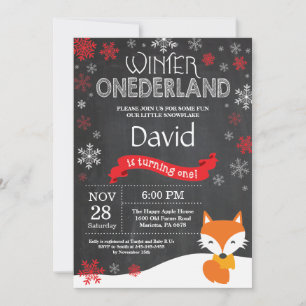 Winter Onederland Fox 1. Geburtstag Einladung