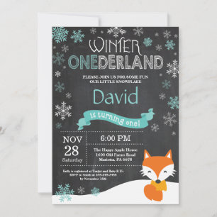 Winter Onederland Fox 1. Geburtstag Einladung