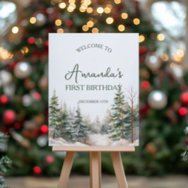 Winter Onederland Geburtstag Begrüßungszeichen Poster