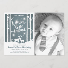 Winter Onederland Geburtstag einladen Hirschbäume  Einladung