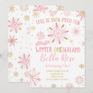 Winter ONEderland Geburtstag Einladung Pink Gold