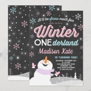Winter ONEderland Geburtstag Einladung Snowman Ros