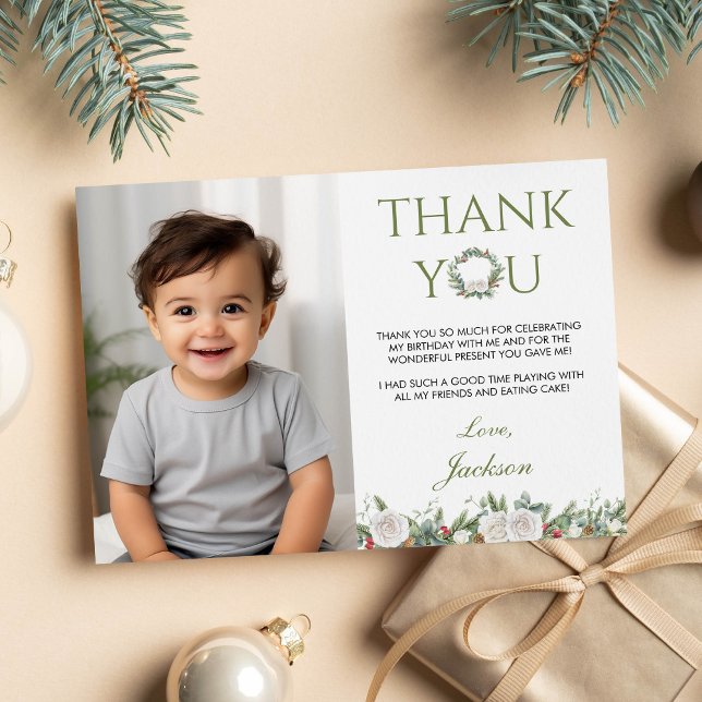 Winter Onederland Geburtstag Foto Danke Karte (Von Creator hochgeladen)