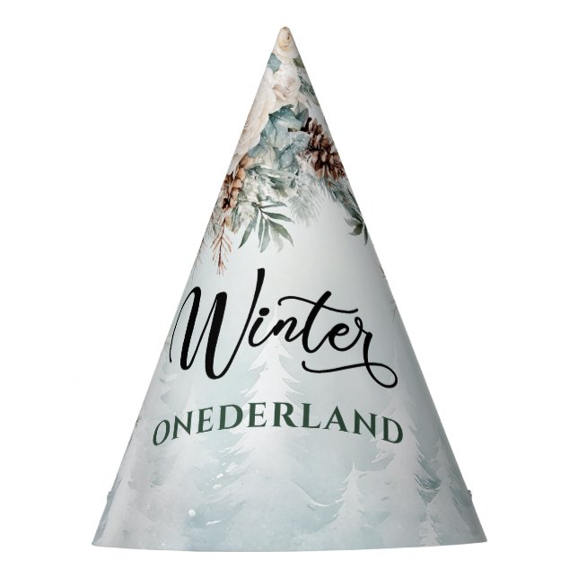 Winter Onederland Geburtstag Partyhütchen (Vorderseite)