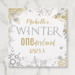 Winter Onederland Geburtstag Silver Gold Snowflake Geschenkanhänger