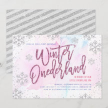 Winter ONEderland Geburtstag Silver Magenta Glitze