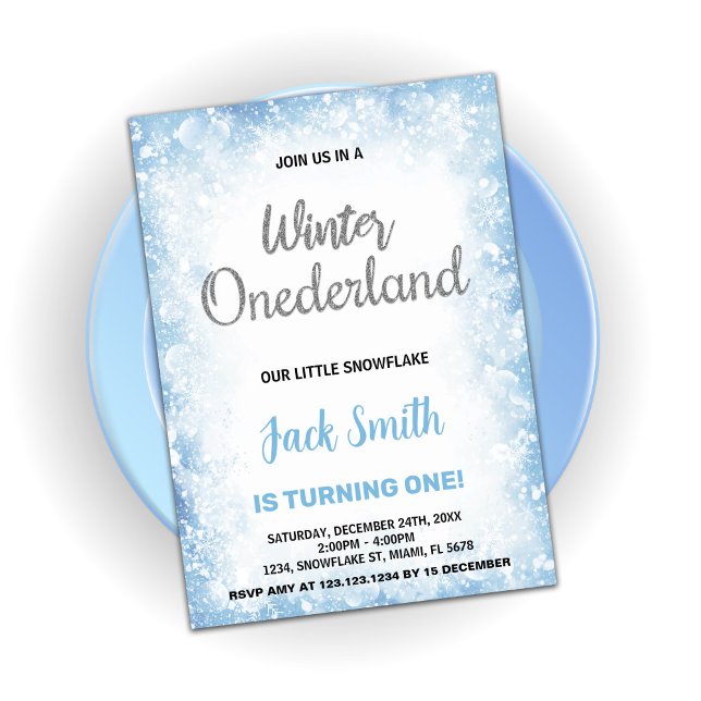 Winter Onederland Geburtstagseinladungen Blue Clou Einladung (Winter Onederland Birthday Invitations Blue Cloud)