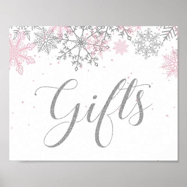 Winter Onederland gibt Rosa Silberschneeflocke Poster (Vorne)