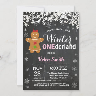 Winter Onederland Girl 1. Geburtstag Einladung