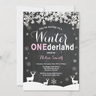 Winter Onederland Girl 1. Geburtstag Einladung