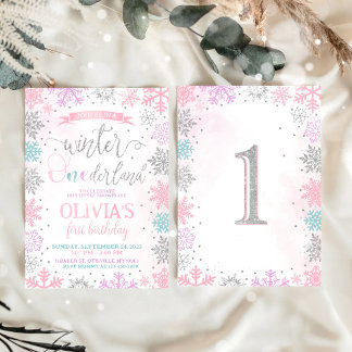 Winter Onederland Girl 1. Geburtstag Einladung