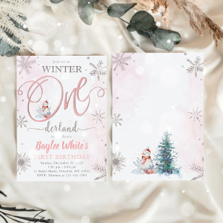 Winter ONEderland Girl 1. Geburtstag Einladung