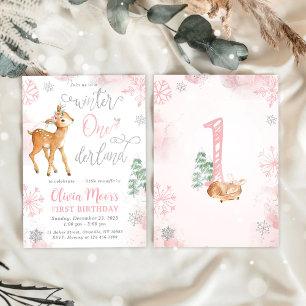 Winter ONEderland Girl 1. Geburtstag Einladung