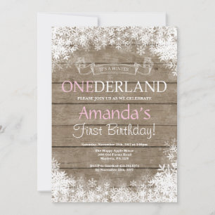 Winter Onederland Girl 1er Anniversaire Invitation