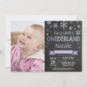 Winter Onederland Girl 1er Anniversaire Invitation