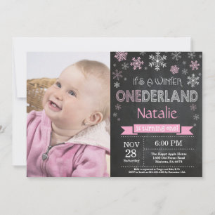 Winter Onederland Girl 1er Anniversaire Invitation