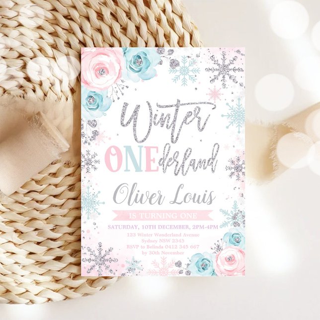 Winter ONEderland Girl 1st Birthday Invitation (Créateur téléchargé)