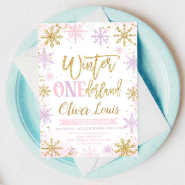 Winter ONEderland Girl 1st Birthday Invitation Einladung