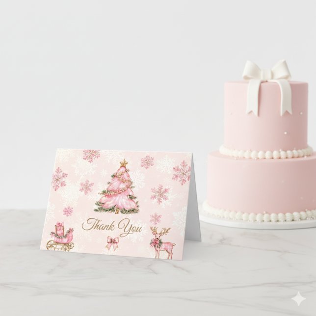 Winter Onederland Girl 1st Birthday Pink Snowflake Dankeskarte (Von Creator hochgeladen)