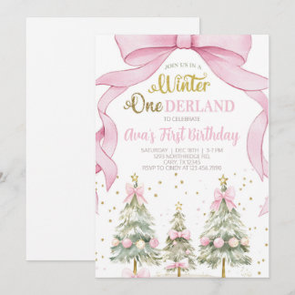 Winter ONEderland girl Christmas birthday invite. Einladung
