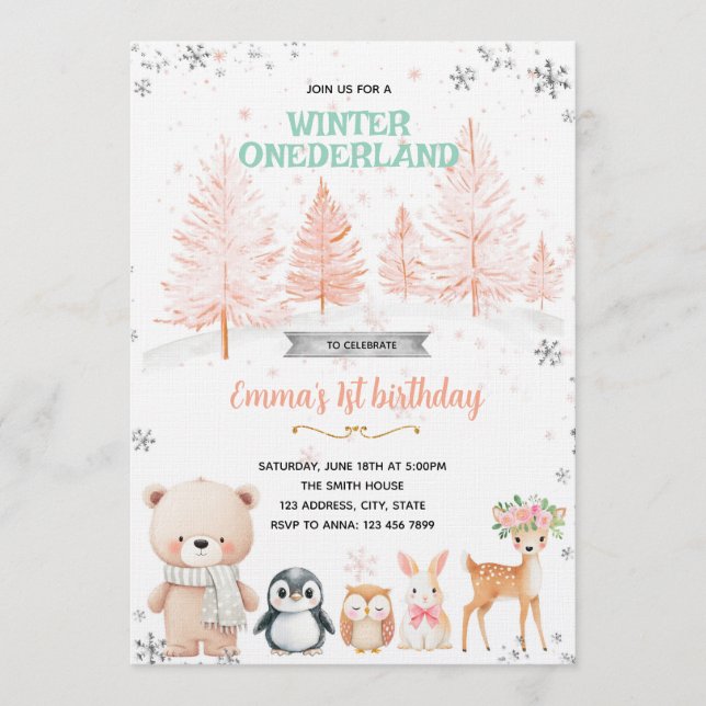 Winter Onederland girl invitation (Devant)