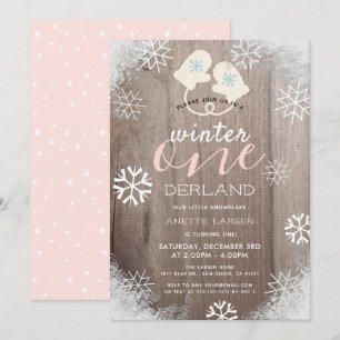 Winter Onederland Girl's 1st Birthday Invitation