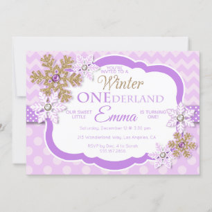 Winter ONEderland Girls Einladung zum ersten Gebur
