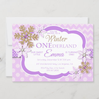 Winter ONEderland Girls Einladung zum ersten Gebur