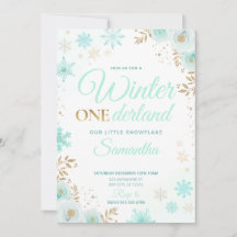 Winter ONEderland Grüner Schneeblume 1. Einladung