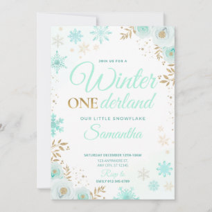 Winter ONEderland Grüner Schneeblume 1. Einladung