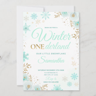 Winter ONEderland Grüner Schneeblume 1. Einladung
