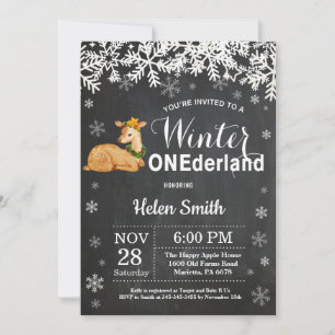 Winter Onederland-Hirsch-Einladung zum 1. Geburtst Einladung