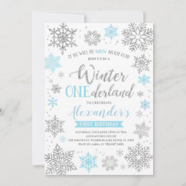 Winter Onederland Invitation Bleu et Argent