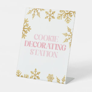 Winter Onederland Kek-Verzierung Pink Gold Sockelschild