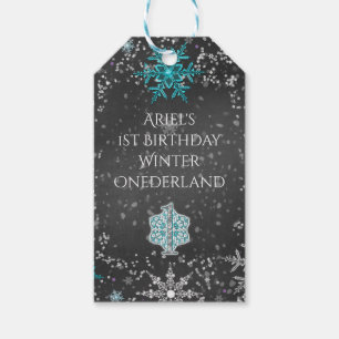 Winter ONEderland Kreide Teal & Lila Benutzerdefin Geschenkanhänger