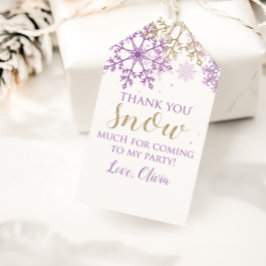 Winter Onederland Lila Goldene Schneeflocke Geschenkanhänger