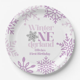 Winter Onederland Lila Snowflake 1. Geburtstag Pappteller