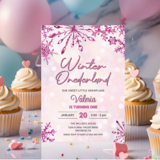 Winter Onederland Little Snowflake 1. Geburtstag Einladung