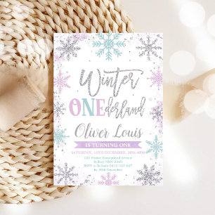 Winter ONEderland Mädchen 1. Geburtstagseinladung Einladung