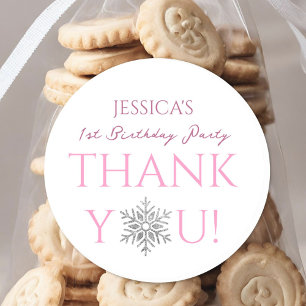 Winter ONEderland   Minimalistisches Mädchen 1. Ge Runder Aufkleber