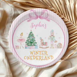 Winter Onederland Nussknacker Rosa Mädchen Geburts Pappteller