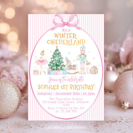 Winter Onederland Nussknacker Rosa Schleife Geburt Einladung