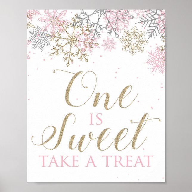 Winter Onederland One is Sweet Take a treat sign Poster (Vorne)