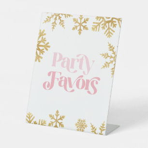 Winter Onederland Party Dekoration Rosa Gold Sockelschild
