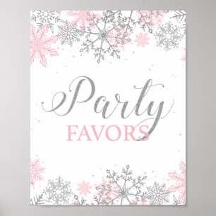 Winter Onederland Party Geschenke Rosa Silber Poster