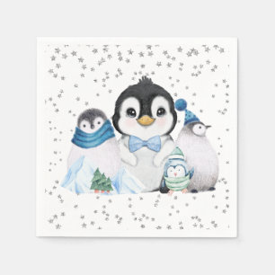 Winter Onederland Penguin Birthday Serviette