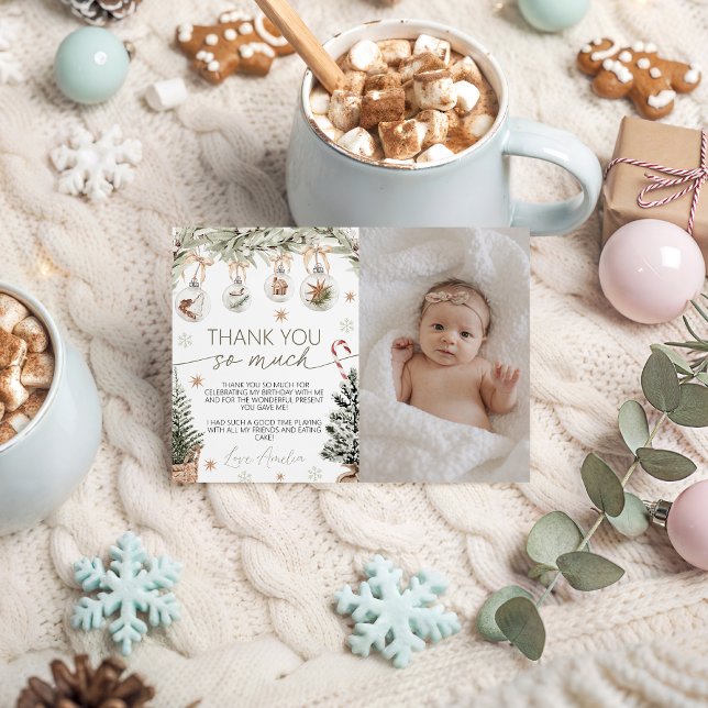 Winter Onederland Photo Thank You Card Einladung (Von Creator hochgeladen)