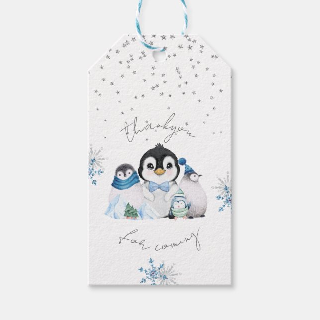 Winter Onederland Pinguin Thankyou Geschenkanhänger (Vorderseite)