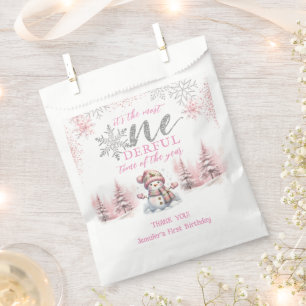 Winter ONEderland Pink Girl Weihnachten 1. Geburts Geschenktütchen